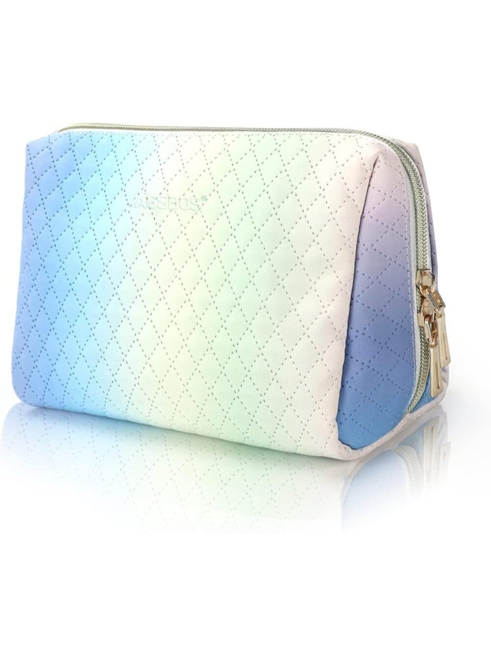 New Travel Size Cute Makeup Bag & Organizer Pouch for Women, Gradient White Blue